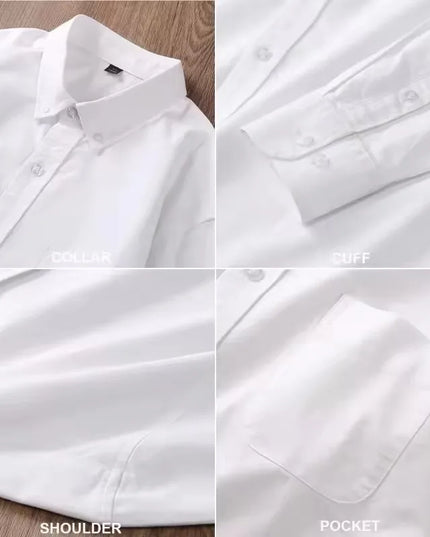 Men's Oxford Shirt S-5XL - 100% Cotton Long Sleeve Dress Shirt