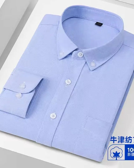 Men's Oxford Shirt S-5XL - 100% Cotton Long Sleeve Dress Shirt