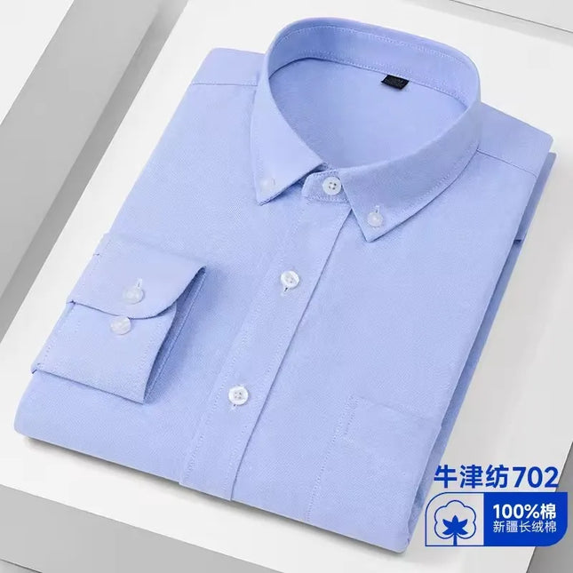 Men's Oxford Shirt S-5XL - 100% Cotton Long Sleeve Dress Shirt