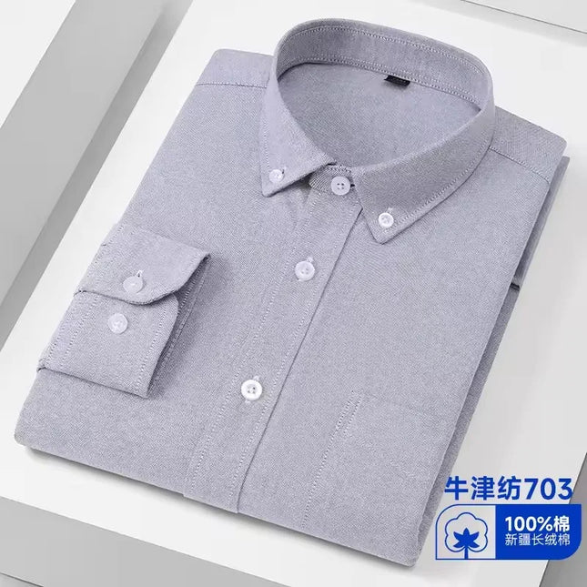 Men's Oxford Shirt S-5XL - 100% Cotton Long Sleeve Dress Shirt