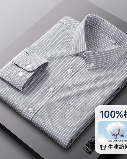 Men's Oxford Shirt S-5XL - 100% Cotton Long Sleeve Dress Shirt