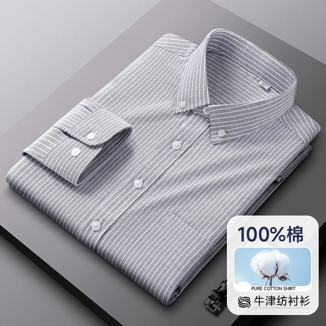 Men's Oxford Shirt S-5XL - 100% Cotton Long Sleeve Dress Shirt