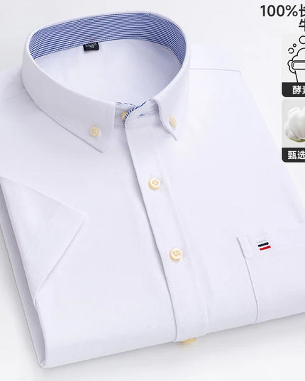 Men's Oxford Short Sleeve Shirt - Comfortable Cotton with Pocket