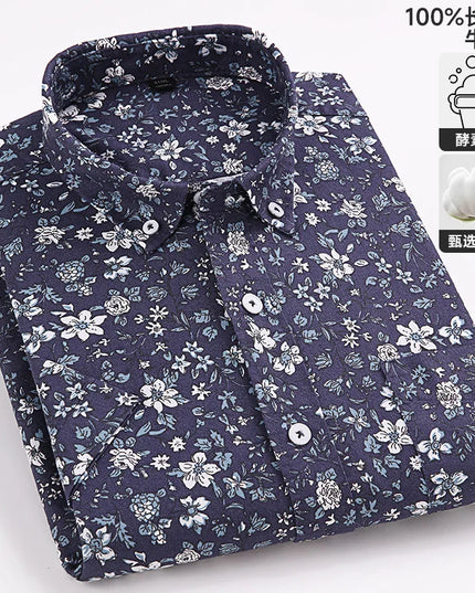 Men's Oxford Short Sleeve Shirt - Comfortable Cotton with Pocket