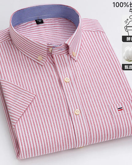 Men's Oxford Short Sleeve Shirt - Comfortable Cotton with Pocket