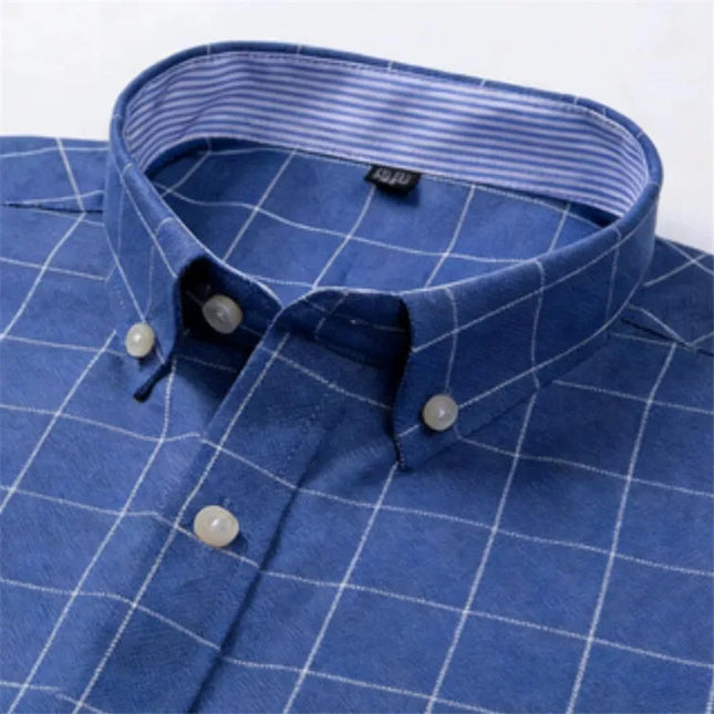 Men's Oxford Short Sleeve Shirt - Comfortable Cotton with Pocket