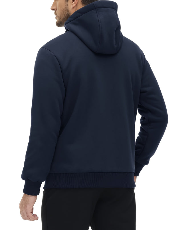 Men's Padded Hooded Sweatshirt - Windproof & Adjustable Fit by