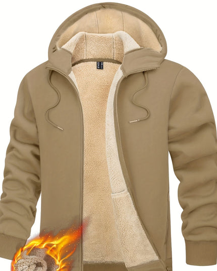 Men's Padded Hooded Sweatshirt - Windproof & Adjustable Fit by