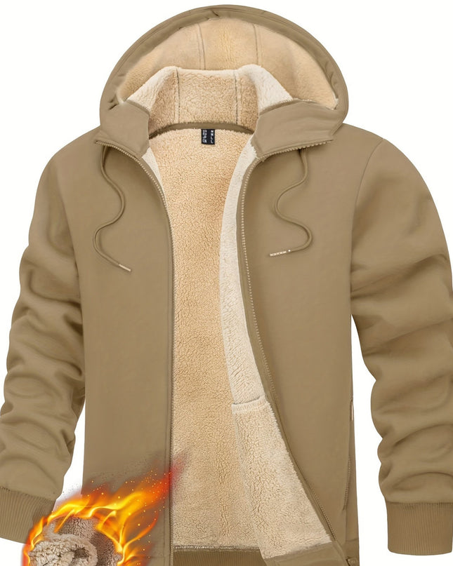 Men's Padded Hooded Sweatshirt - Windproof & Adjustable Fit by