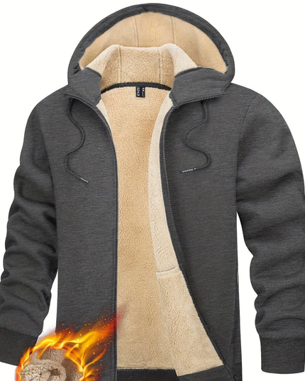 Men's Padded Hooded Sweatshirt - Windproof & Adjustable Fit by