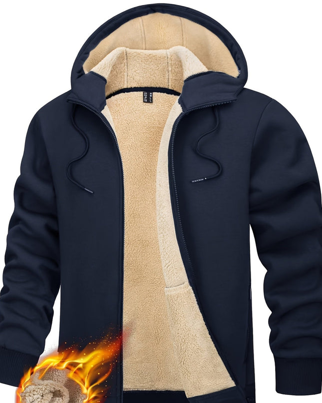 Men's Padded Hooded Sweatshirt - Windproof & Adjustable Fit by