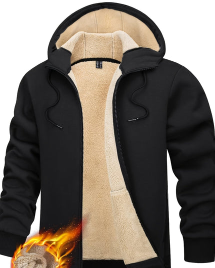 Men's Padded Hooded Sweatshirt - Windproof & Adjustable Fit by