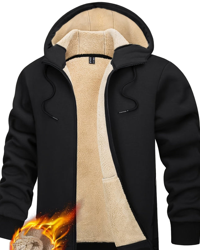 Men's Padded Hooded Sweatshirt - Windproof & Adjustable Fit by
