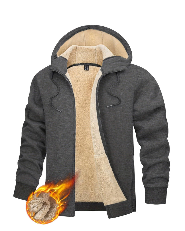 Men's Padded Hooded Sweatshirt - Windproof & Adjustable Fit by