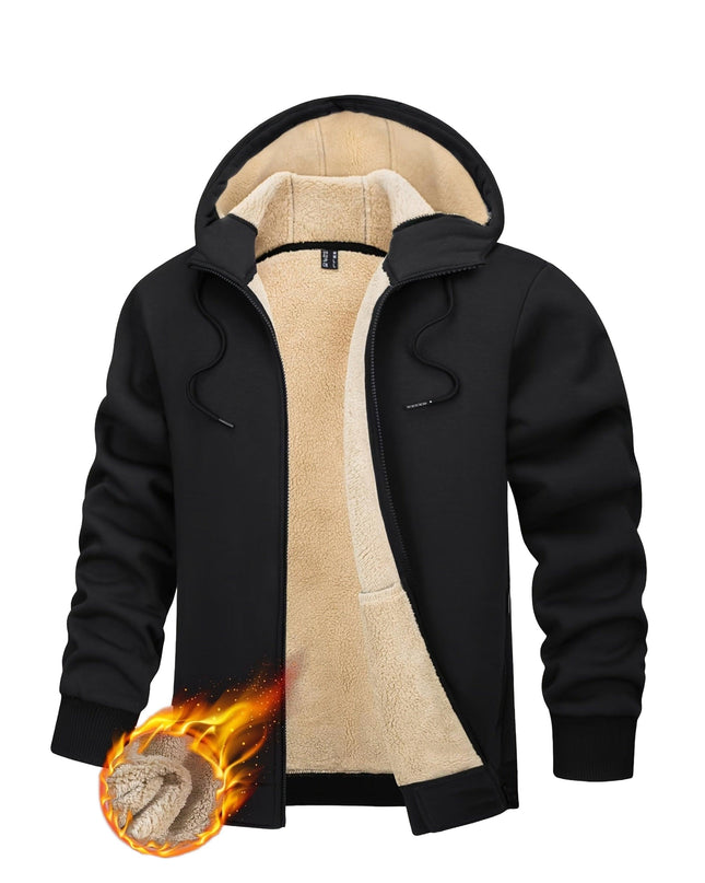 Men's Padded Hooded Sweatshirt - Windproof & Adjustable Fit by