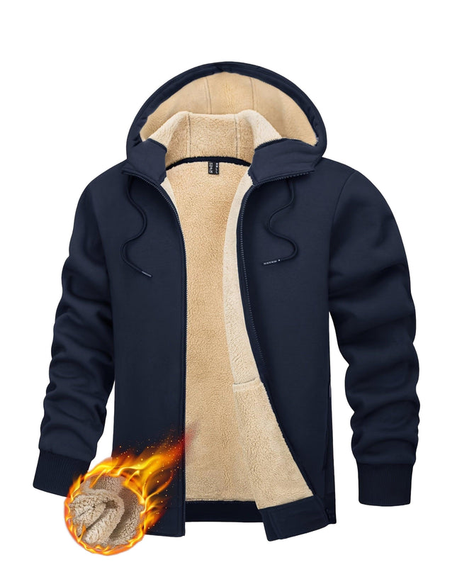 Men's Padded Hooded Sweatshirt - Windproof & Adjustable Fit by