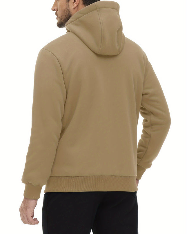 Men's Padded Hooded Sweatshirt - Windproof & Adjustable Fit by
