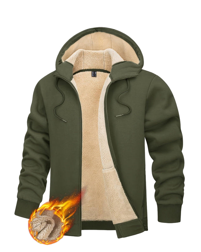 Men's Padded Hooded Sweatshirt - Windproof & Adjustable Fit by