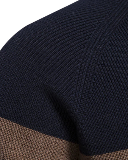Men's Patchwork Color Zipper Cardigan Sweater - Autumn Winter Style