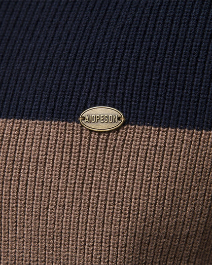 Men's Patchwork Color Zipper Cardigan Sweater - Autumn Winter Style