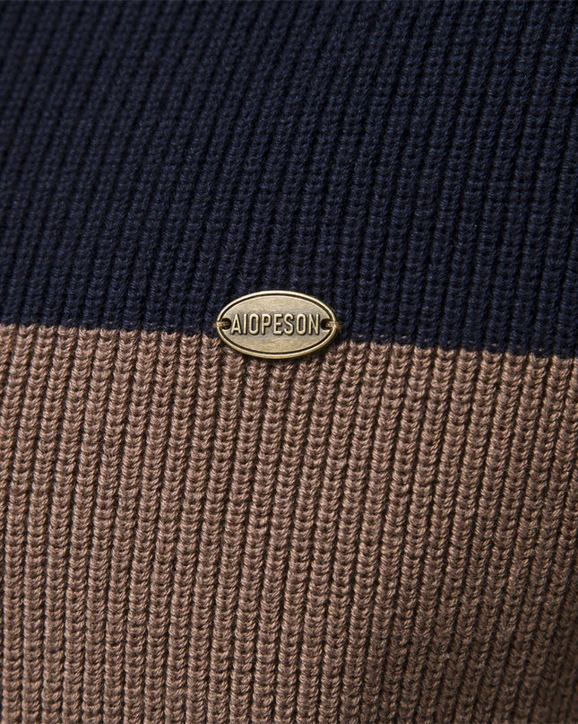 Men's Patchwork Color Zipper Cardigan Sweater - Autumn Winter Style