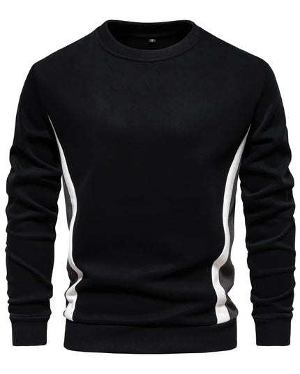 Men's Patchwork Cotton-Blend Sweatshirt - Casual Round Neck