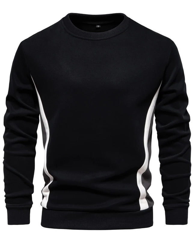Men's Patchwork Cotton-Blend Sweatshirt - Casual Round Neck