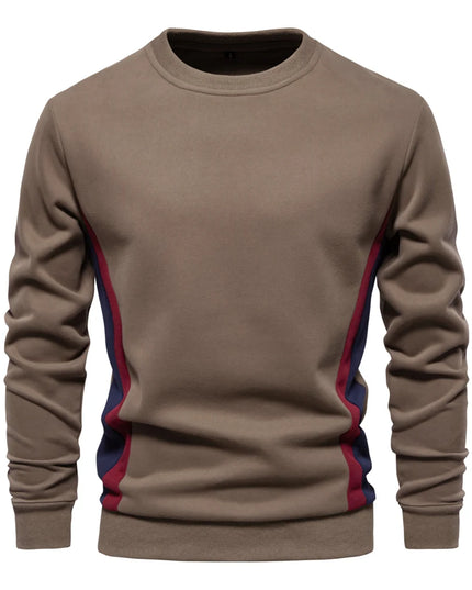 Men's Patchwork Cotton-Blend Sweatshirt - Casual Round Neck