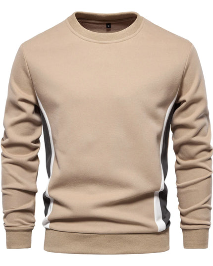 Men's Patchwork Cotton-Blend Sweatshirt - Casual Round Neck