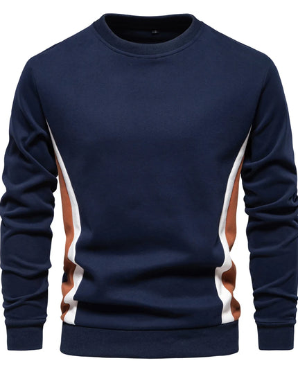 Men's Patchwork Cotton-Blend Sweatshirt - Casual Round Neck