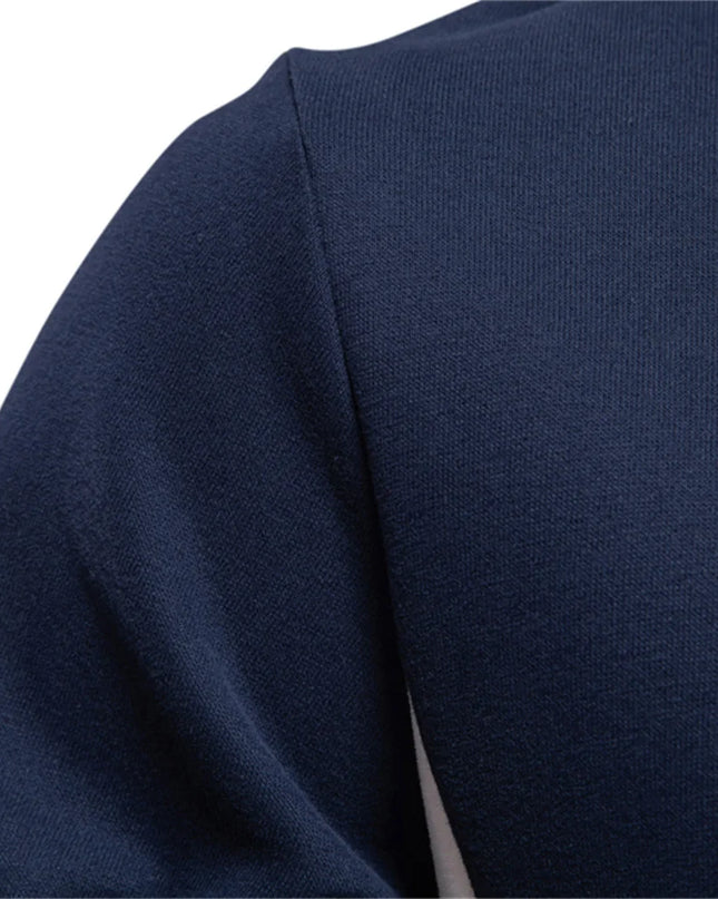 Men's Patchwork Cotton-Blend Sweatshirt - Casual Round Neck