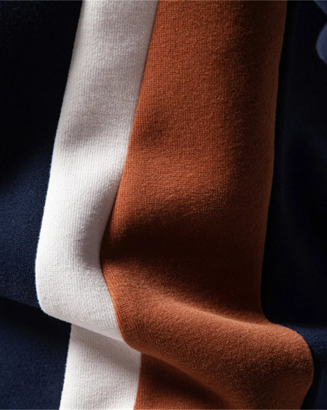 Men's Patchwork Cotton-Blend Sweatshirt - Casual Round Neck