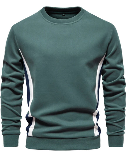 Men's Patchwork Cotton-Blend Sweatshirt - Casual Round Neck