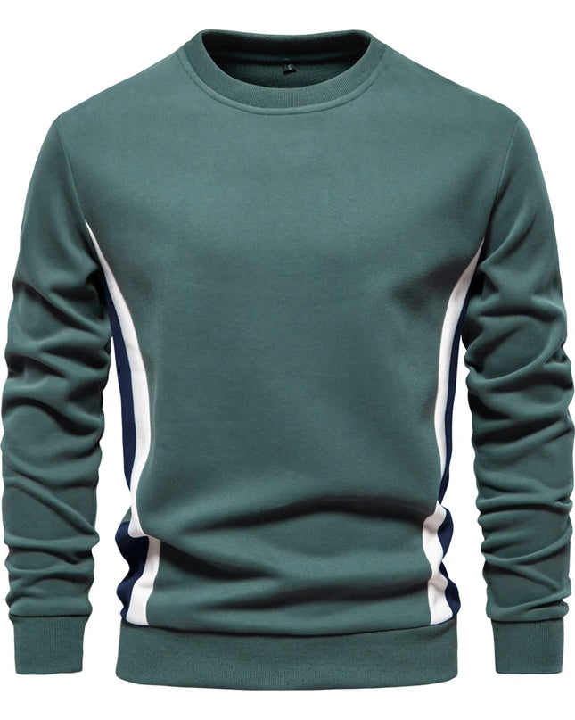 Men's Patchwork Cotton-Blend Sweatshirt - Casual Round Neck