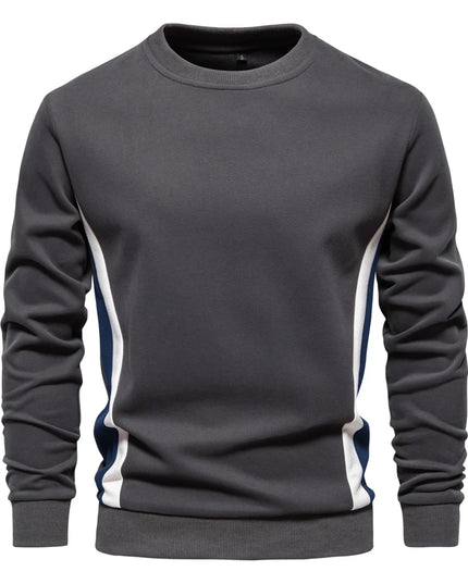 Men's Patchwork Cotton-Blend Sweatshirt - Casual Round Neck