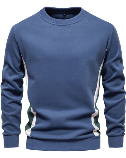 Men's Patchwork Cotton-Blend Sweatshirt - Casual Round Neck