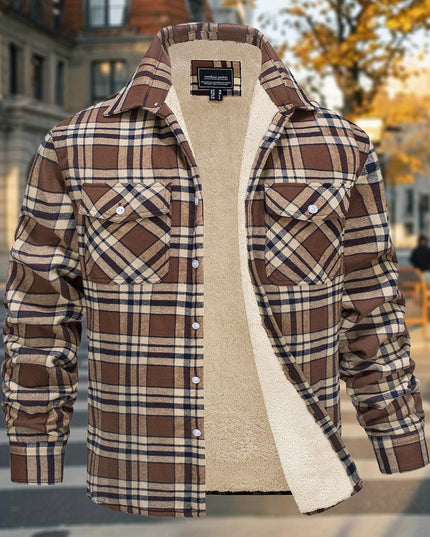 Men's Plaid Flannel Jacket - Soft, Warm, 5-Pocket Winter Wear