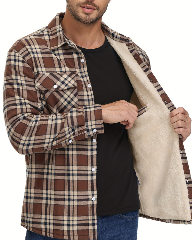 Men's Plaid Flannel Jacket - Soft, Warm, 5-Pocket Winter Wear