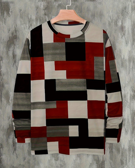 Men's Plaid Long-Sleeve Pullover - Casual Comfort for Sportswear