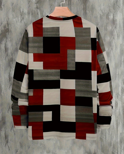 Men's Plaid Long-Sleeve Pullover - Casual Comfort for Sportswear