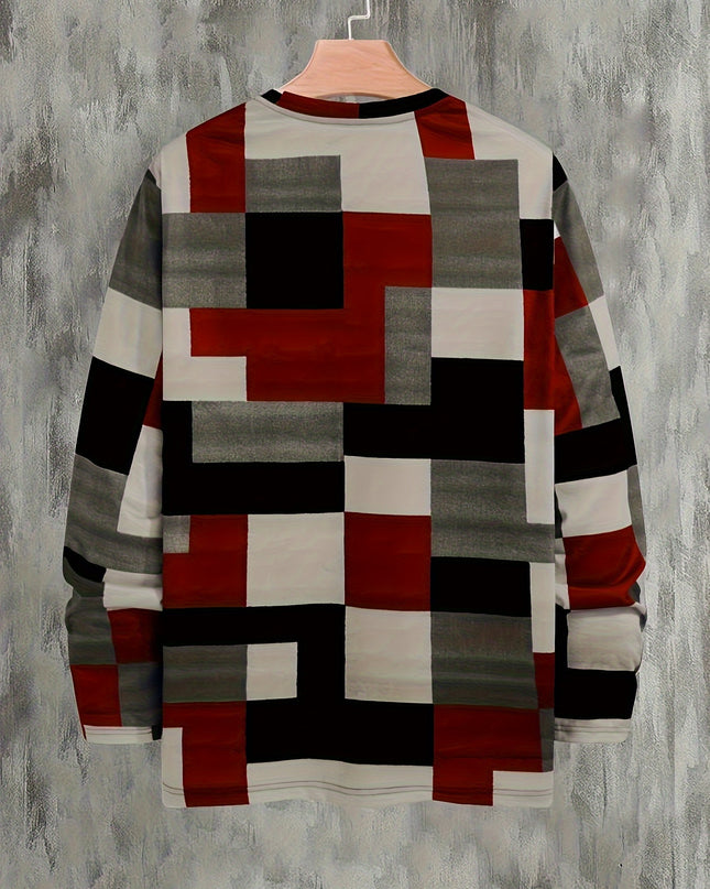 Men's Plaid Long-Sleeve Pullover - Casual Comfort for Sportswear