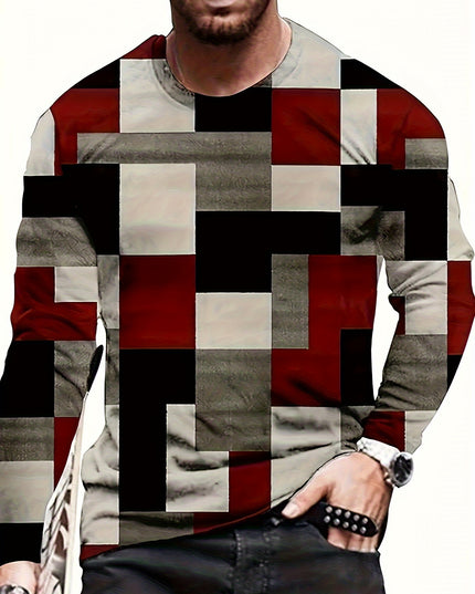 Men's Plaid Long-Sleeve Pullover - Casual Comfort for Sportswear
