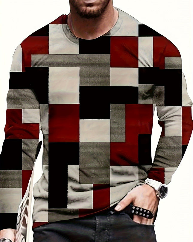 Men's Plaid Long-Sleeve Pullover - Casual Comfort for Sportswear
