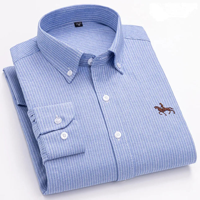 Men's Plus 5XL 6XL Oxford Shirt - 100% Cotton Casual Dress