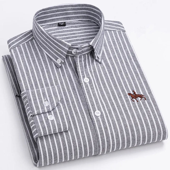 Men's Plus 5XL 6XL Oxford Shirt - 100% Cotton Casual Dress