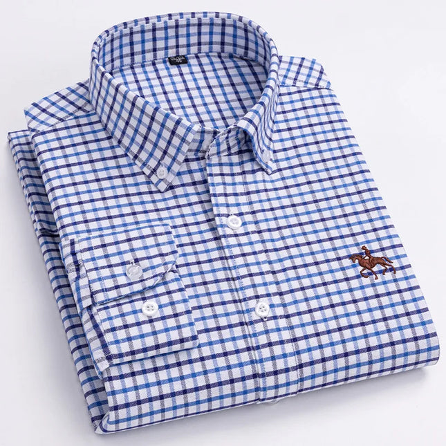 Men's Plus 5XL 6XL Oxford Shirt - 100% Cotton Casual Dress