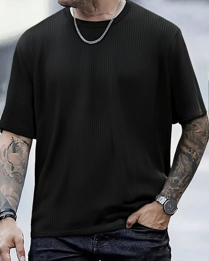 Men's Plus Size Round Neck T-Shirt - Heather Gray Casual Fit