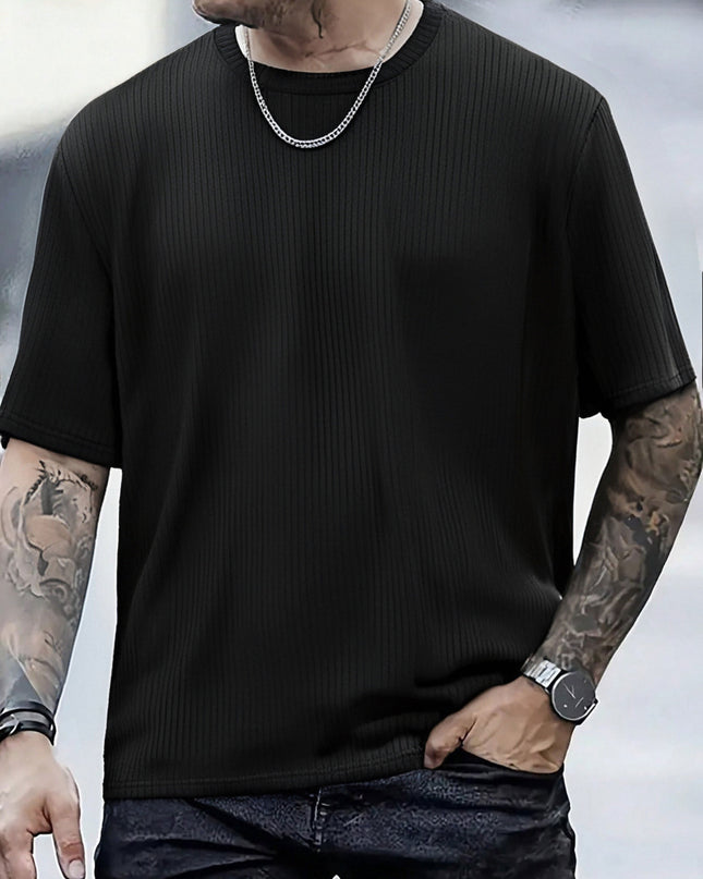 Men's Plus Size Round Neck T-Shirt - Heather Gray Casual Fit