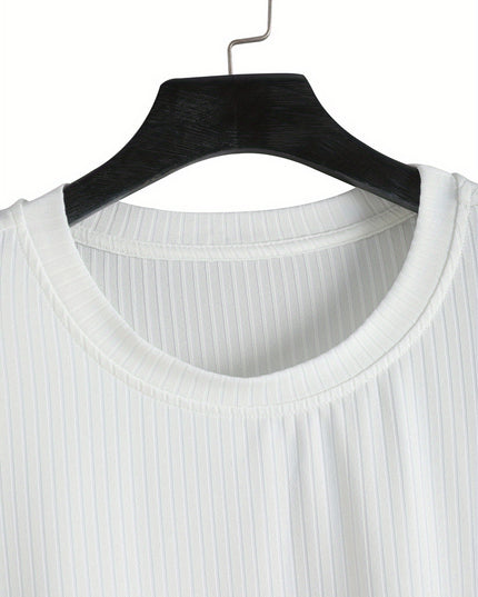 Men's Plus Size Round Neck T-Shirt - Heather Gray Casual Fit