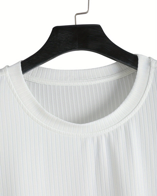 Men's Plus Size Round Neck T-Shirt - Heather Gray Casual Fit
